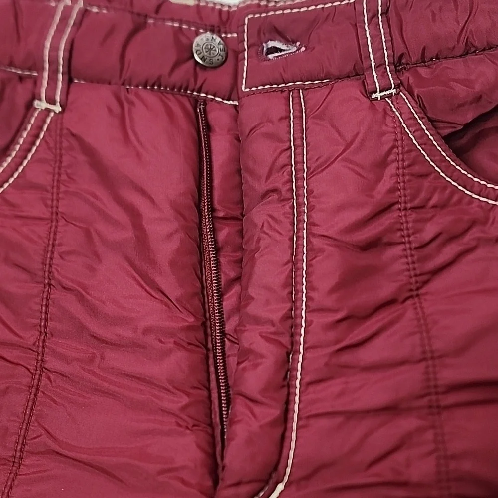 Vintage 1970's Montgomery Ward Snow Jeans Red Insulated Snow Pants Size 14 Kids
